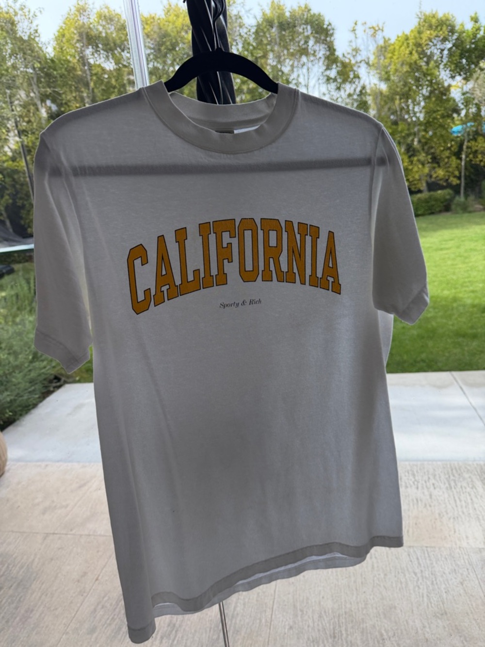 Sporty & Rich White Tee with Yellow California Arch